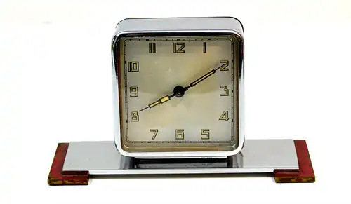 Tischuhr,1920,Alarmfunktion,Metall verchromt,deutsch,DRGM