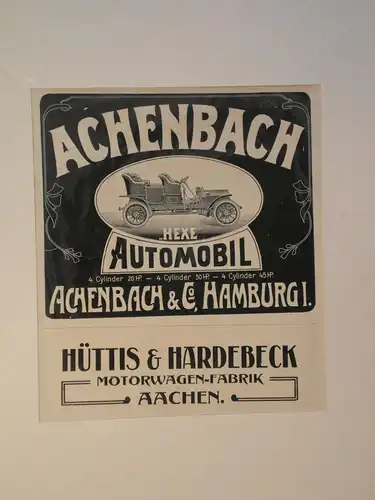 Werbeplakat, Achenbach Automobil, Hexe, Hamburg, Hüttis und Hardebeck, Aachen