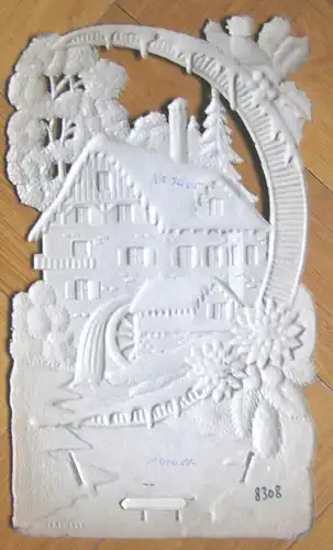 Farbig bedruckter Karton Motiv „Winterlandschaft mit Mühle“ Verkaufsständer