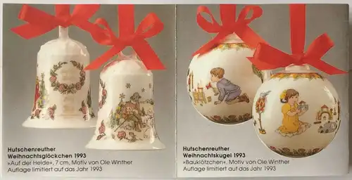 Weihnachtsglocke 1993 aus Porzellan von Hutschenreuther in Originalschachtel