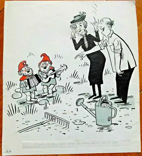 Original-Tuschezeichnung – Cartoon von Alexander Knuth, 1950er Jahre