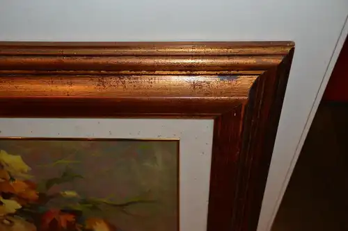 Gemälde,Öl a.Leinwand,Blumen und Obst,signiert,ca.1970