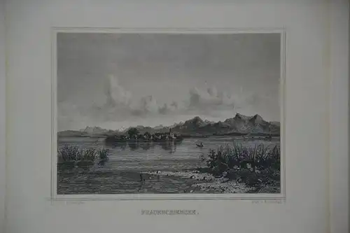 Stahlstich, Frauenchiemsee, gez. Willreider, gest. Gunkel, um 1850,gerahmt