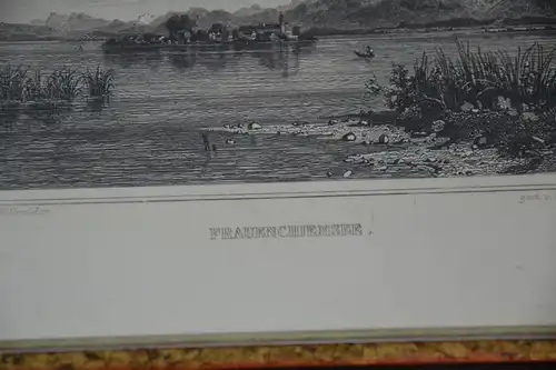 Stahlstich, Frauenchiemsee, gez. Willreider, gest. Gunkel, um 1850,gerahmt