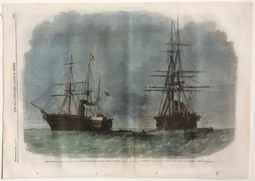 Colorierter Stahlstich Beschlagnahme des britischen Postschiffes „TRENT“