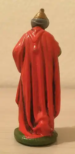 Krippenfigur,König, rot- grün bemalt, Kunststoff