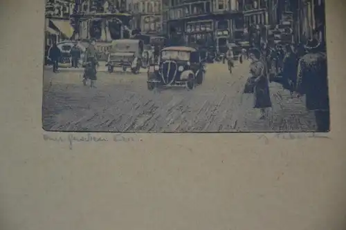 Radierung, koloriert, Wien, Am Graben, etwa 1920, unbek. signiert