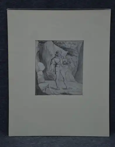 Bleistiftzeichnung, Wilhelm Tell, Sign. unleserlich