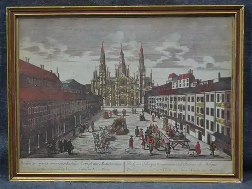 MAILAND Milano , Dom Duomo; Original altkol. Kupferstich Probst 1770, Guckkasten