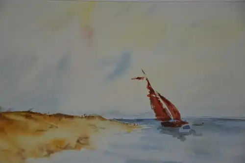 Aquarell, Segelboot, R. Meister, 1984 sign. dat.