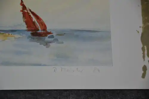 Aquarell, Segelboot, R. Meister, 1984 sign. dat.