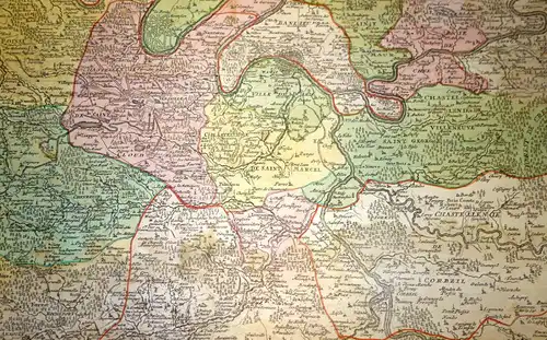 Landkarte,Paris,Joh.Baptista Homann,ca.1720,koloriert,