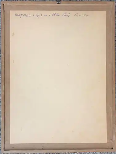 Bleistiftstudie Köpfe von Wilhelm Löwith, im Passepartout, gerahmt hinter Glas