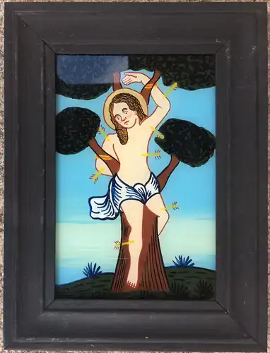 Hinterglasbild St. Sebastian, sehr gut erhalten