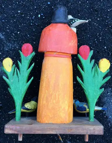 Holzgeschnitzte gefaßte Skulptur Hl. Franziskus m Vögel wohl von Mieczyslaw Gaja