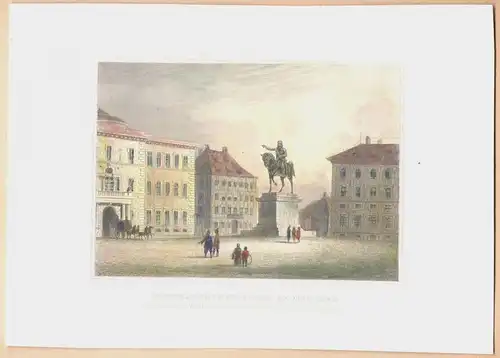 Stahlstich WITTELSBACHER PLATZ IN MÜNCHEN von Johann Poppel, ungerahmt