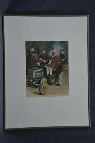 Holzschnitt, koloriert, französische Offiziere in Afrika, Ende 1900