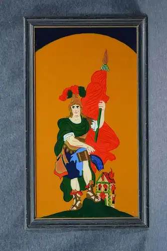 Hinterglasmalerei, St. Florian, gerahmt, verglast