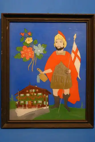 Sankt Florian, Malerei auf Karton,  1979, gez. Hans Siegl