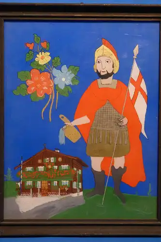Sankt Florian, Malerei auf Karton,  1979, gez. Hans Siegl