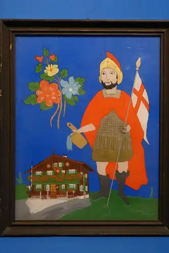Sankt Florian, Malerei auf Karton,  1979, gez. Hans Siegl