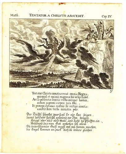 Kupferstich,Versuchung Jesu in der Wüste,17.Jhdt