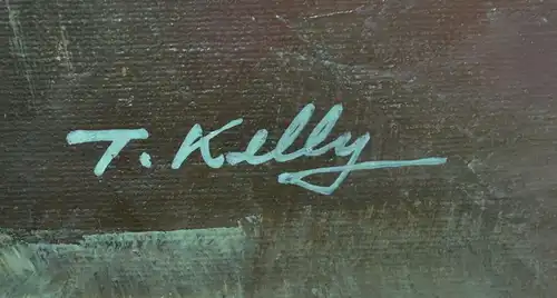 Gemälde, Öl auf Platte,Blumenstilleben .sign.: T.Kelly, ca.1950,gerahmt