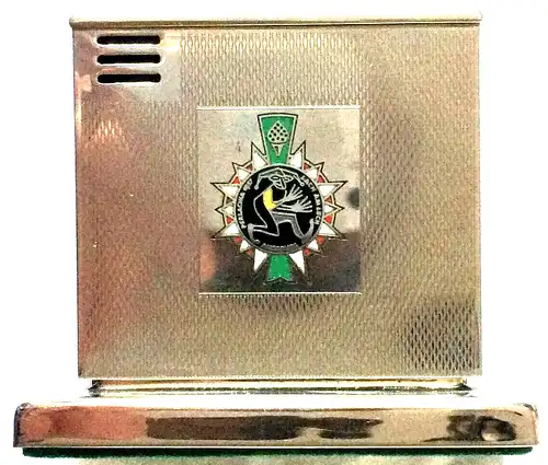 Halbautom. Feuerzeug von Augusta mit Emblem der Faschingsgesellschaft PERLACHIA