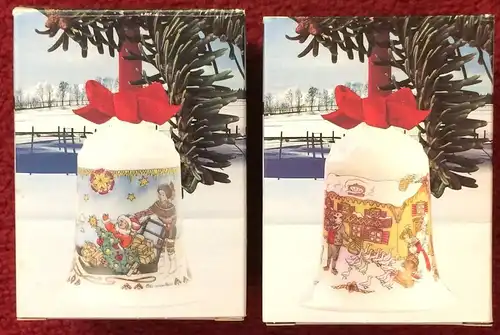 Zwei Weihnachtsglocken der Firma HUTSCHENREUTHER 1991 + 1992 in Originalkartons