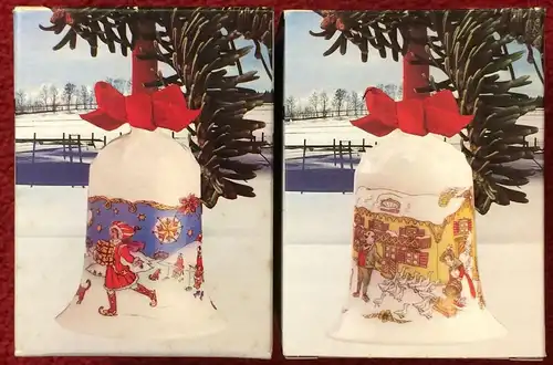 Zwei Weihnachtsglocken der Firma HUTSCHENREUTHER 1990 + 1992 in Originalkartons
