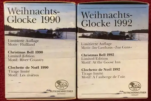 Zwei Weihnachtsglocken der Firma HUTSCHENREUTHER 1990 + 1992 in Originalkartons