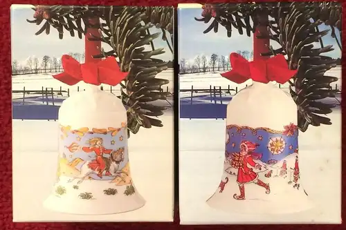 Zwei Weihnachtsglocken der Firma HUTSCHENREUTHER 1988 + 1990 in Originalkartons