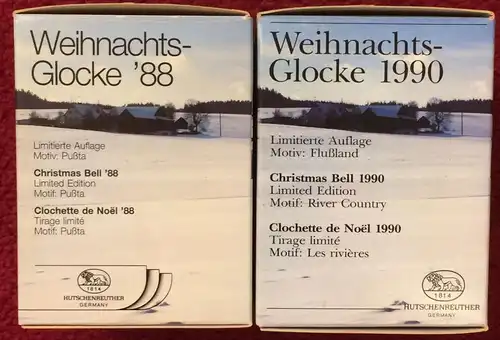 Zwei Weihnachtsglocken der Firma HUTSCHENREUTHER 1988 + 1990 in Originalkartons