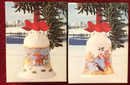 Zwei Weihnachtsglocken der Firma HUTSCHENREUTHER 1988 + 1989 in Originalkartons