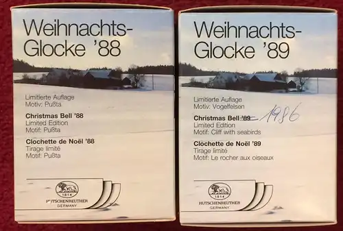 Zwei Weihnachtsglocken der Firma HUTSCHENREUTHER 1988 + 1989 in Originalkartons