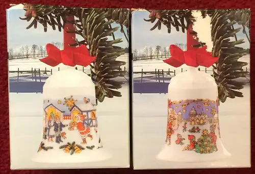 Zwei Weihnachtsglocken der Firma HUTSCHENREUTHER 1985 + 1987 in Originalkartons