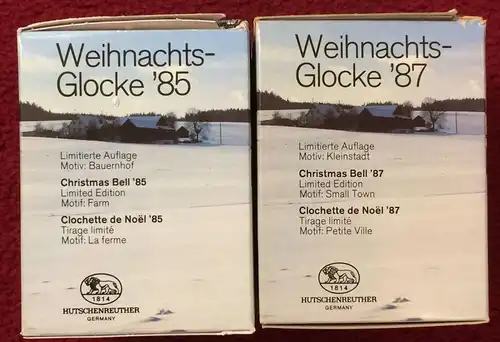 Zwei Weihnachtsglocken der Firma HUTSCHENREUTHER 1985 + 1987 in Originalkartons