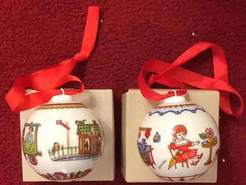 Zwei Weihnachtskugeln der Firma HUTSCHENREUTHER 1994 und 1995 in Orig.schachteln