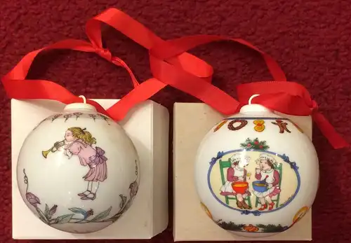 Zwei Weihnachtskugeln der Firma HUTSCHENREUTHER 1990 und 1996 in Orig.schachteln