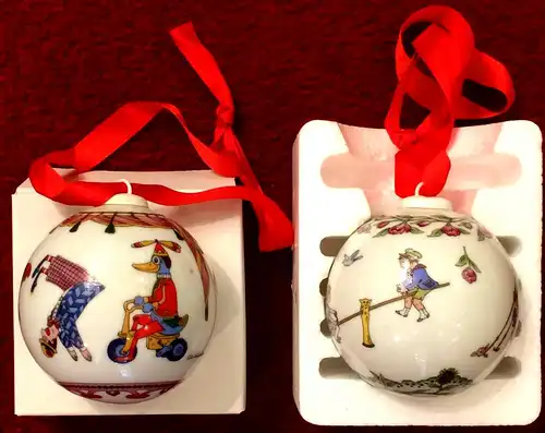 Zwei Weihnachtskugeln der Firma HUTSCHENREUTHER 1989 und 1992 in Orig.schachteln