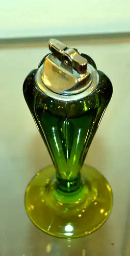 VIKING GLASS LIGHTER Green Glass Tall Table Lighter ,Tischfeuerzeug,Glas,Benzin