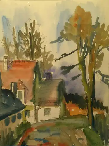 Aquarell,W.Ulrich,1973, Dorfstrasse