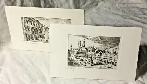 Zwei Original-Radierungen mit Motiven d. Stadt München von Otto Ferdinand Probst