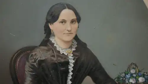 Coloriertes Portraitfoto,wohl um 1860,Originalrahmen,Susanna Carl Kellermeier