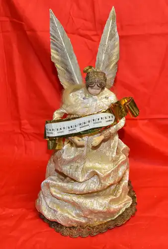 Weihnachten,Engel, Wachskopf, weisse Kleidung,echte Federn, um 1960