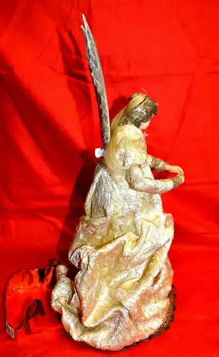 Weihnachten,Engel, Wachskopf, weisse Kleidung,echte Federn, um 1960
