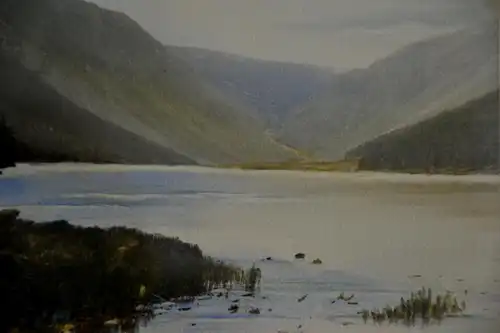 Aquarell,Upper Lake Glendalough,Irland,Passepartout,gerahmt