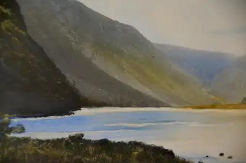 Aquarell,Upper Lake Glendalough,Irland,Passepartout,gerahmt