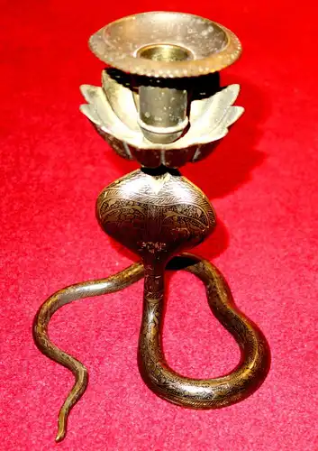 Kerzenleuchter,Kobra,Indien,Bronze,ca.1930.ziseliert