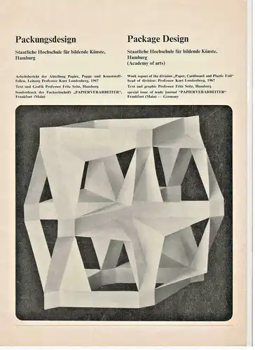 Ausgabe "Packungsdesign",Staatl.Hochschule f.bildende Künste Hamburg,Drupa 1967